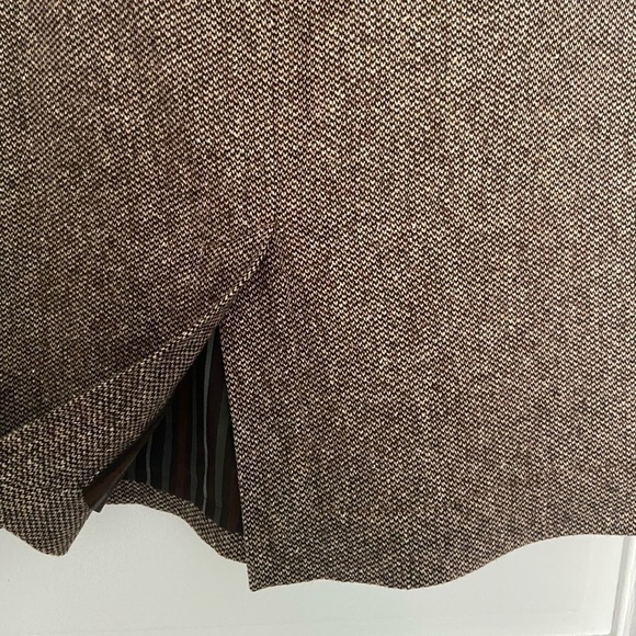 Gunex Made in Italy Vintage Brown, Tan & Cream Virgin Wool Pocketed Pencil Skirt - Picture 4 of 6